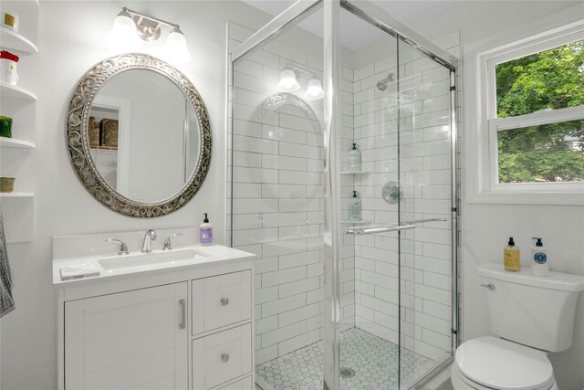 100 Castle Rd, Chappaqua, NY 10514 - bathroom with toilet, vanity, and a shower stall