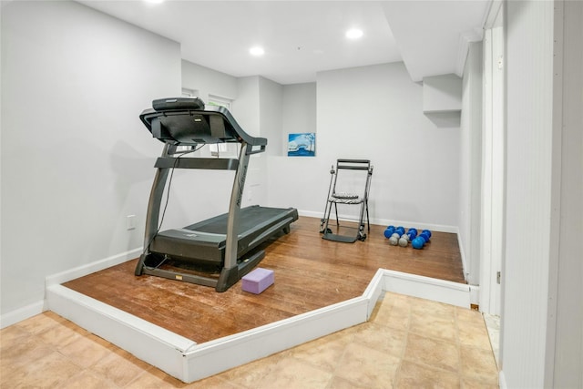 100 Castle Rd, Chappaqua, NY 10514 - exercise room with baseboards and recessed lighting
