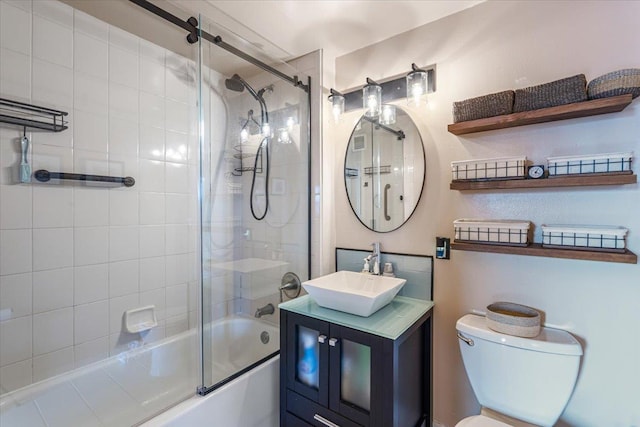 342 E 119th St Unit 6D, New York Manhattan, NY 10035 - full bathroom featuring vanity, shower / bath combination with glass door, and toilet