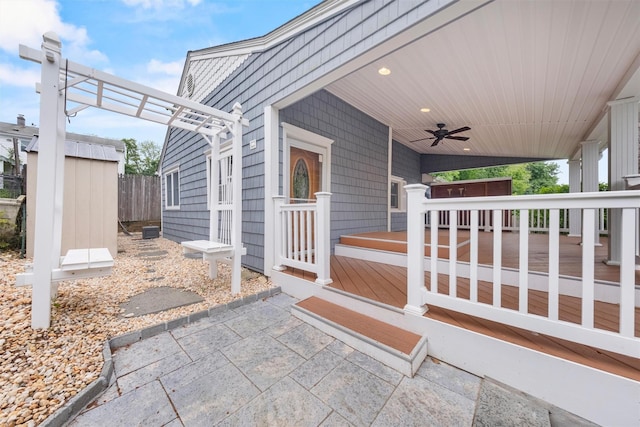 12 Hillside Ter, Amawalk, NY 10501 - view of patio / terrace featuring a ceiling fan and a wooden deck