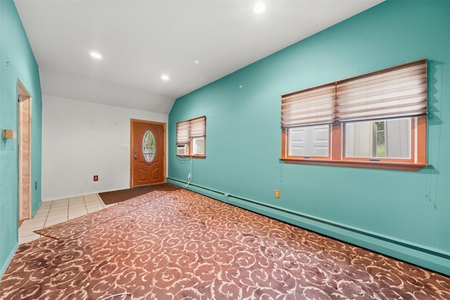12 Hillside Ter, Amawalk, NY 10501 - entrance foyer featuring a baseboard heating unit, lofted ceiling, recessed lighting, and tile patterned floors