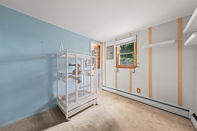 12 Hillside Ter, Amawalk, NY 10501 - unfurnished room featuring electric panel, carpet floors, and a baseboard radiator