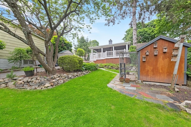 12 Hillside Ter, Amawalk, NY 10501 - view of green lawn featuring a sunroom and a wooden deck