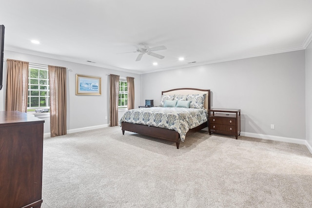 8 Upland Ct, South Salem, NY 10590 - bedroom with crown molding, multiple windows, baseboards, carpet, and recessed lighting