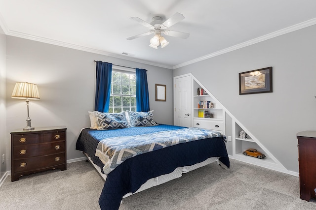 8 Upland Ct, South Salem, NY 10590 - bedroom featuring carpet, ornamental molding, baseboards, and ceiling fan