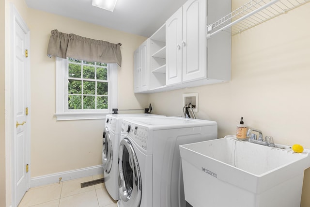 8 Upland Ct, South Salem, NY 10590 - laundry room featuring cabinet space, baseboards, independent washer and dryer, and light tile patterned flooring