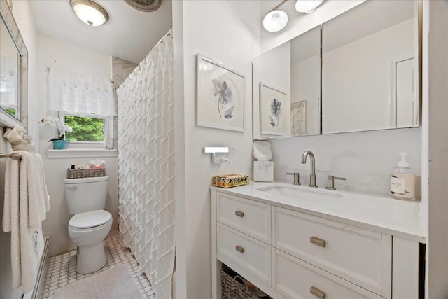 550 Saw Mill River Rd, Millwood, NY 10546 - bathroom with toilet, vanity, tile patterned flooring, and a shower with curtain