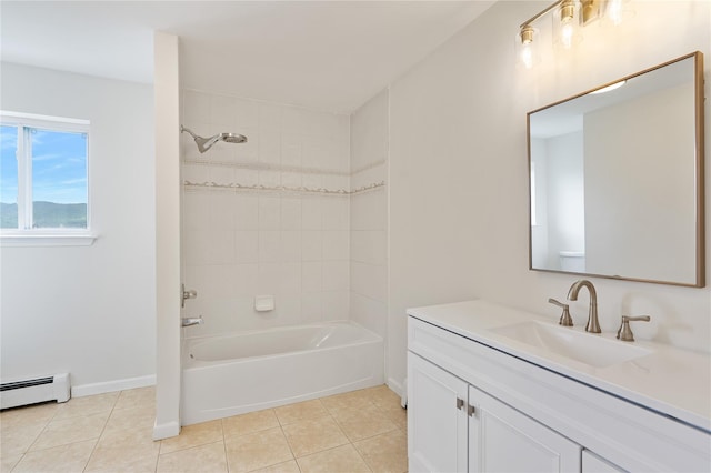 221 Tamerisk Ln, New Windsor, NY 12553 - bathroom with tile patterned flooring, vanity, tub / shower combination, and baseboards