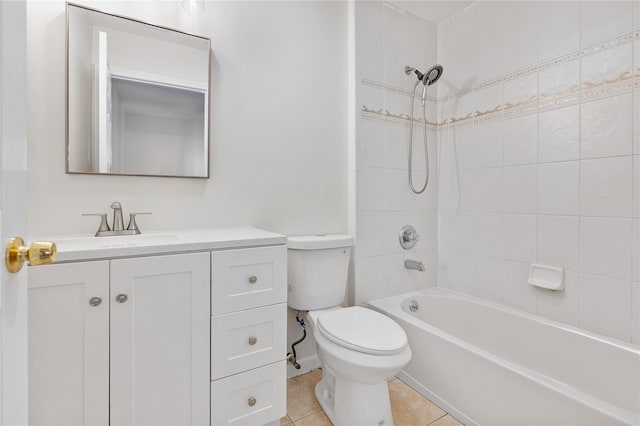 221 Tamerisk Ln, New Windsor, NY 12553 - bathroom featuring toilet, tile patterned floors, vanity, and tub / shower combination