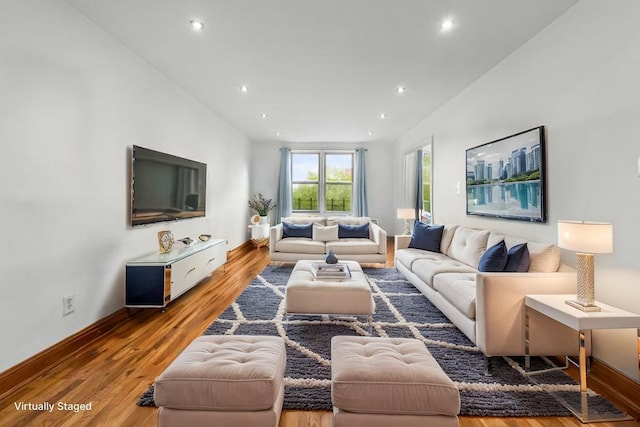 59-30 108th St Unit 6K, Corona, NY 11368 - living room with wood finished floors, baseboards, and recessed lighting