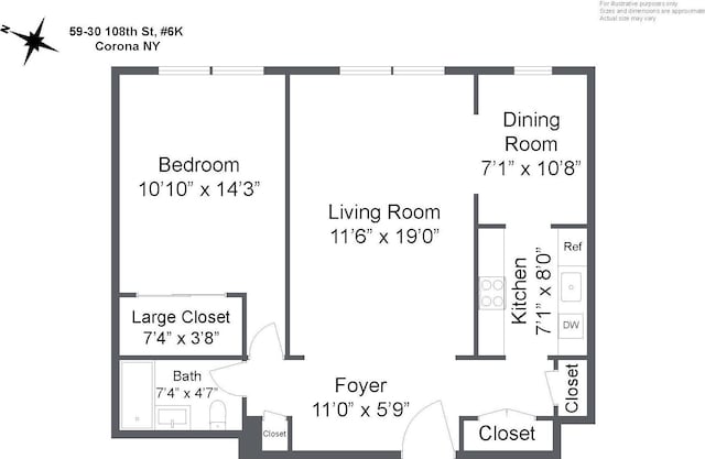 59-30 108th St Unit 6K, Corona, NY 11368 - room layout