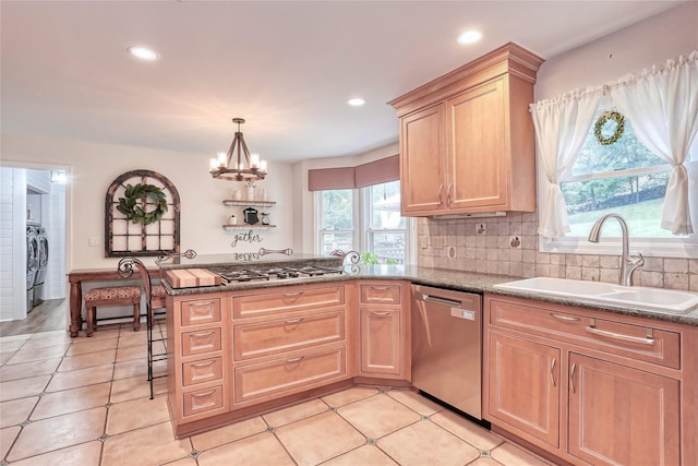 285 Willow Grove Rd, Stony Point, NY 10980 - kitchen with dishwasher, a sink, gas stovetop, a peninsula, and recessed lighting
