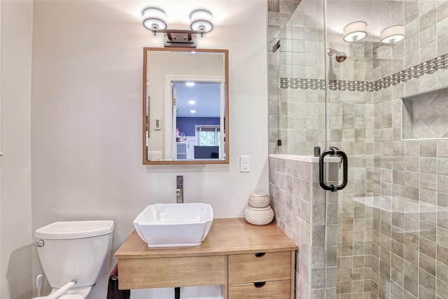 285 Willow Grove Rd, Stony Point, NY 10980 - bathroom featuring toilet, a shower stall, and vanity