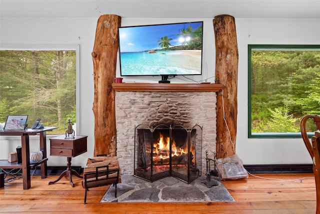 11 Waldweg Dr, Sparrowbush, NY 12780 - detailed view of wood finished floors and a fireplace