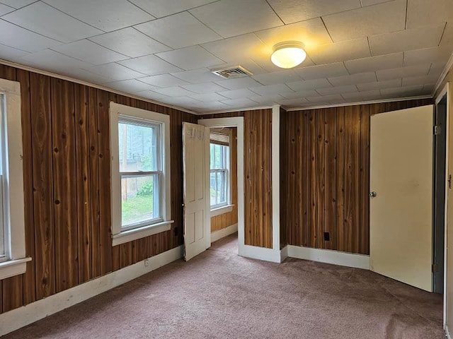 3 Fall St, Port Jervis, NY 12771 - carpeted empty room featuring wood walls and ornamental molding