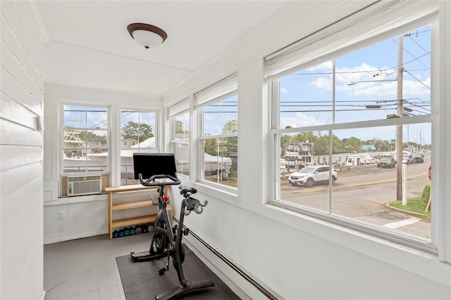 28 Shore Rd, Babylon, NY 11702 - workout room with plenty of natural light and cooling unit