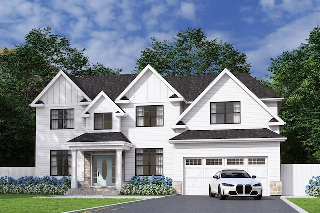 118 Broadway, Massapequa Park, NY 11762 - view of front of home featuring asphalt driveway, stone siding, and a shingled roof