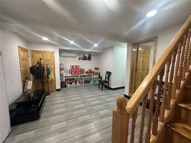 313 88th St, Brooklyn, NY 11209 - interior space with a wall mounted AC, recessed lighting, and baseboards