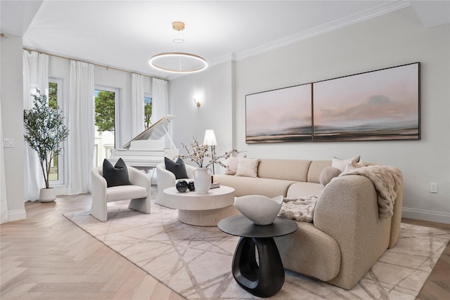 78-29 Austin St Unit Th1, Forest Hills, NY 11375 - living room featuring baseboards and ornamental molding