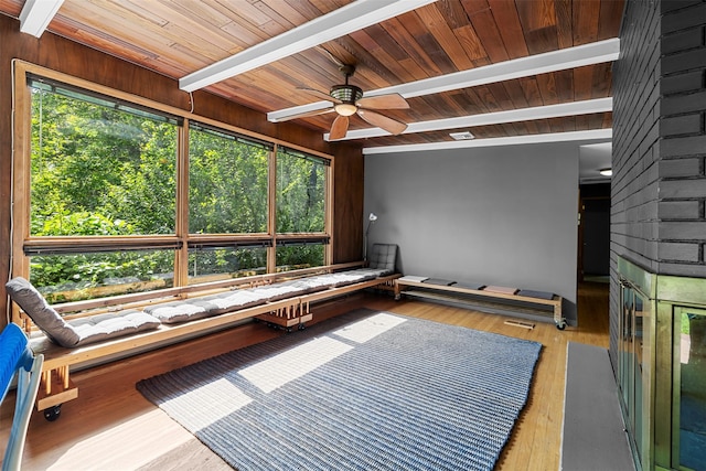 15 Relyea Ter, Wappingers Falls, NY 12590 - sunroom / solarium with a ceiling fan, plenty of natural light, and beam ceiling