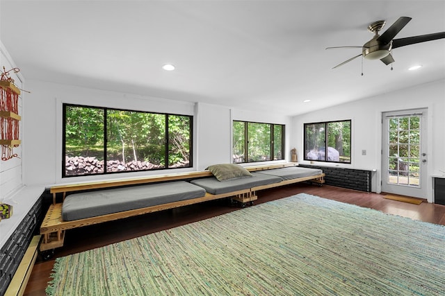 15 Relyea Ter, Wappingers Falls, NY 12590 - bedroom featuring access to outside, wood finished floors, vaulted ceiling, recessed lighting, and ceiling fan