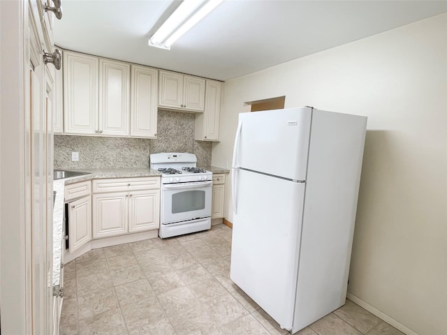 94 Highland Ave, Woodridge, NY 12789 - kitchen featuring white appliances, backsplash, white cabinets, and a sink