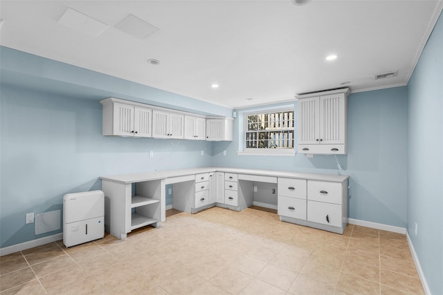 4 Senate Pl, Larchmont, NY 10538 - unfurnished office with built in study area, recessed lighting, and ornamental molding