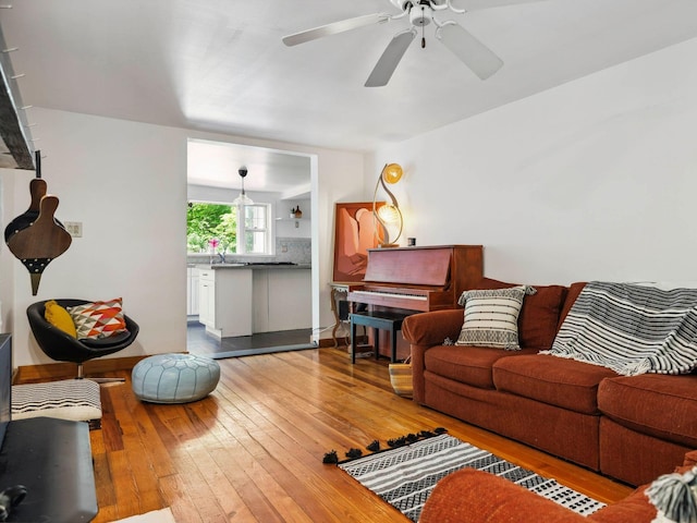 5221-5223 Rte 28, Mount Tremper, NY 12457 - living area featuring wood-type flooring and ceiling fan