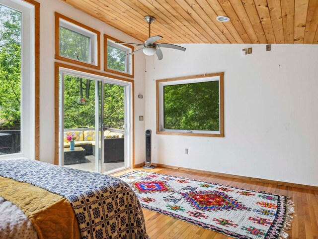 5221-5223 Rte 28, Mount Tremper, NY 12457 - bedroom with access to outside, wooden ceiling, hardwood / wood-style flooring, and baseboards