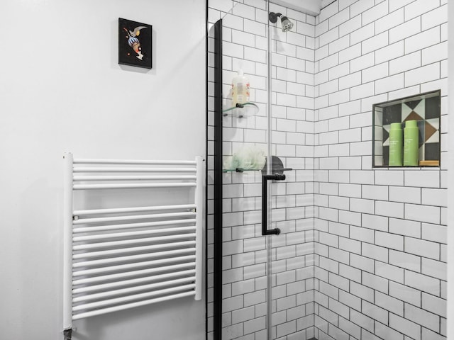 5221-5223 Rte 28, Mount Tremper, NY 12457 - bathroom with radiator, a towel warmer, and a stall shower