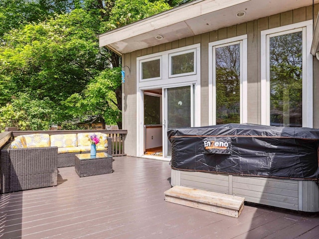 5221-5223 Rte 28, Mount Tremper, NY 12457 - deck featuring outdoor lounge area and a hot tub