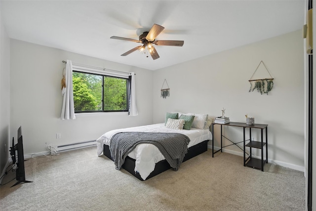 10 Millholland Dr Unit N, Fishkill, NY 12524 - carpeted bedroom featuring a baseboard heating unit, ceiling fan, and baseboards