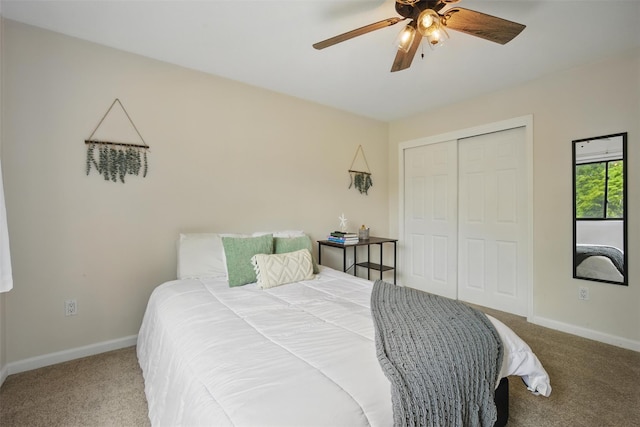 10 Millholland Dr Unit N, Fishkill, NY 12524 - carpeted bedroom featuring baseboards, a closet, and a ceiling fan
