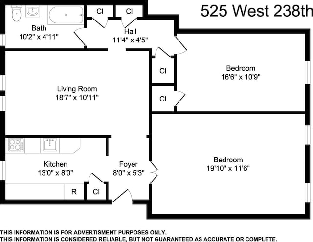 525 W 238th St Unit 1L, Bronx, NY 10463 - home floor plan