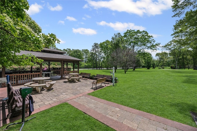 28 Trent Ct Unit B, Ridge, NY 11961 - view of community with a gazebo, a patio area, and a lawn