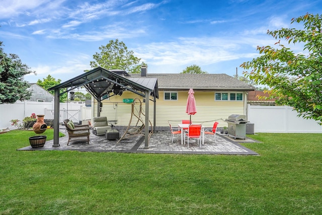 263 Claywood Dr, Brentwood, NY 11717 - view of patio featuring a gazebo, grilling area, outdoor lounge area, and central AC