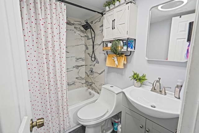 263 Claywood Dr, Brentwood, NY 11717 - bathroom featuring vanity, shower / bathtub combination with curtain, and toilet
