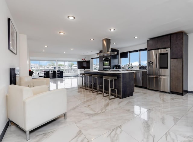 200LOTA Clocks Blvd, Massapequa, NY 11758 - living room featuring light marble finish flooring and recessed lighting