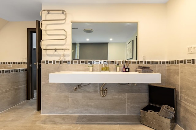 200LOTA Clocks Blvd, Massapequa, NY 11758 - bathroom with tile walls, tile patterned flooring, and a wainscoted wall