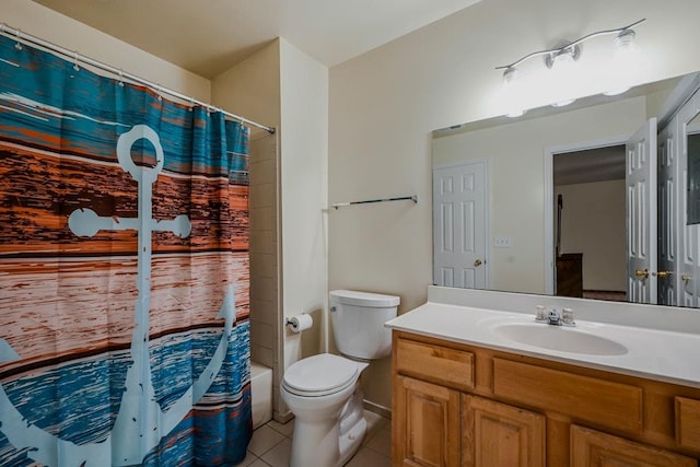 93 Mulberry Commons, Riverhead, NY 11901 - bathroom featuring tile patterned floors, vanity, toilet, and shower / bathtub combination with curtain