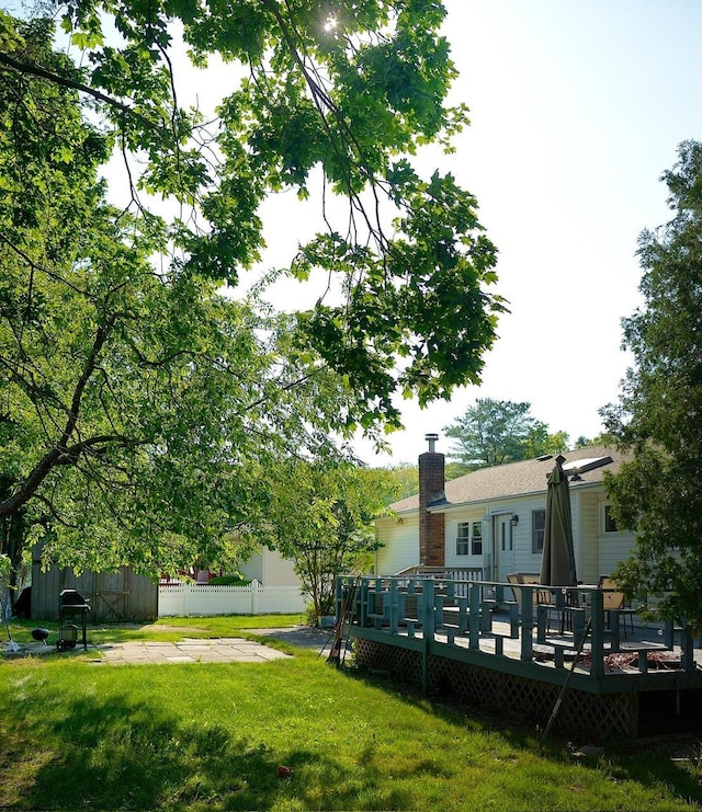 238 Adams St, Deer Park, NY 11729 - view of yard with a wooden deck and an outbuilding