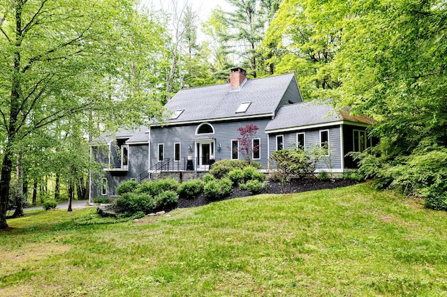 1900 Home, Sheffield, MA 01230 - rear view of house featuring a chimney, a yard, and a shingled roof