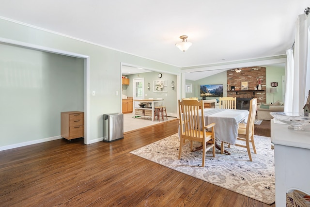 10 Hy Vue Ter, Cold Spring, NY 10516 - dining area featuring hardwood / wood-style floors, a fireplace, and baseboards