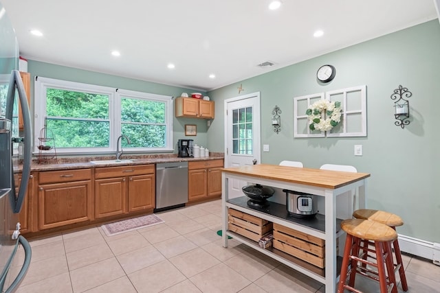 10 Hy Vue Ter, Cold Spring, NY 10516 - kitchen with stainless steel appliances, a sink, recessed lighting, light tile patterned flooring, and stone counters
