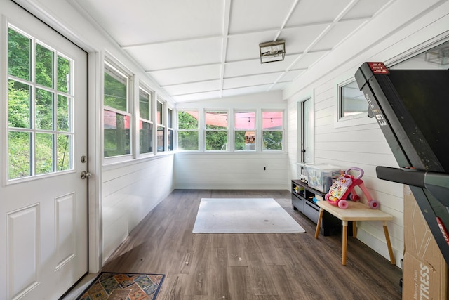 10 Hy Vue Ter, Cold Spring, NY 10516 - sunroom with plenty of natural light, wood finished floors, vaulted ceiling, and wood walls