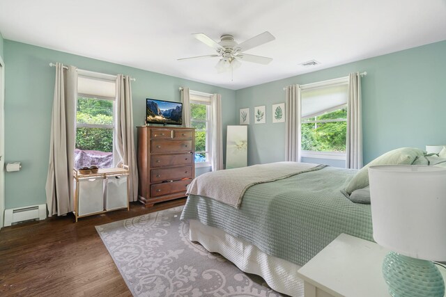 10 Hy Vue Ter, Cold Spring, NY 10516 - bedroom featuring baseboard heating, wood finished floors, and ceiling fan