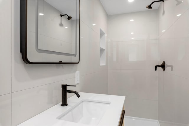 27 Meadowfield Ln, Glen Cove, NY 11542 - full bathroom with vanity and tiled shower