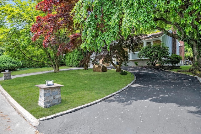 27 Meadowfield Ln, Glen Cove, NY 11542 - view of front facade featuring a front lawn and driveway