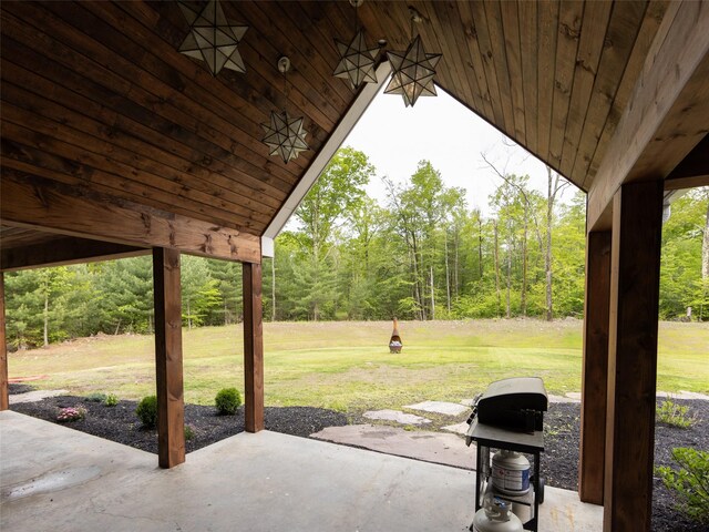 123 Wildwood Way, Forestburgh, NY 12777 - view of patio / terrace with grilling area and a forest view