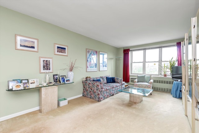23-45 Bell Blvd Unit 4K, Bayside, NY 11360 - carpeted living room featuring radiator heating unit and baseboards